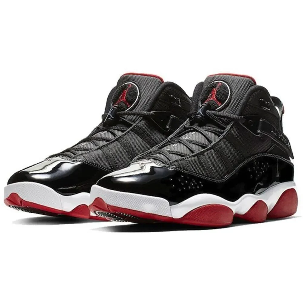 Nike Air Jordan 6 Rings Black Red Bred Basketball Shoes 322992-062 Men's 8.5